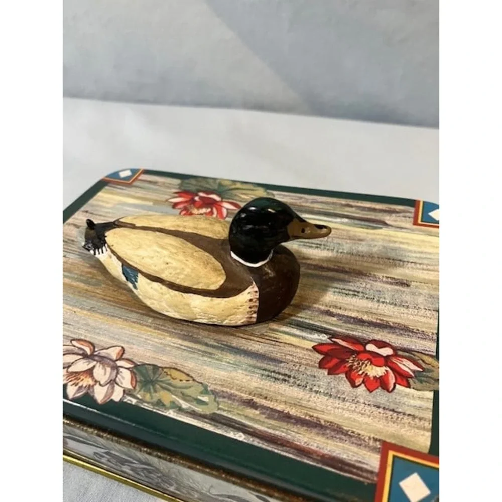 Decorative Tin‎ with Attached Ceramic Duck by GiftCo, Inc